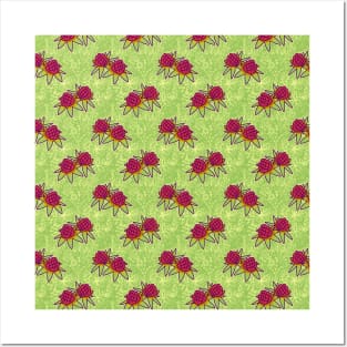 Pineapple Blossoms Floral Pattern Posters and Art